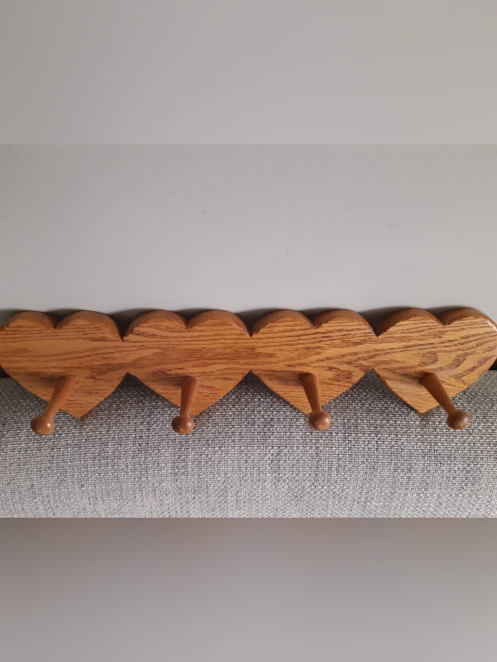 Natural Wooden Heart Shaped Wall Hook Rack